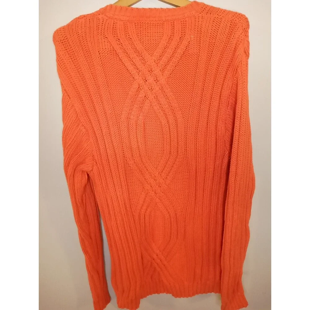 Harley Davidson‎ Pull Over Sweater Mens Heavy Cable Knit Orange Small